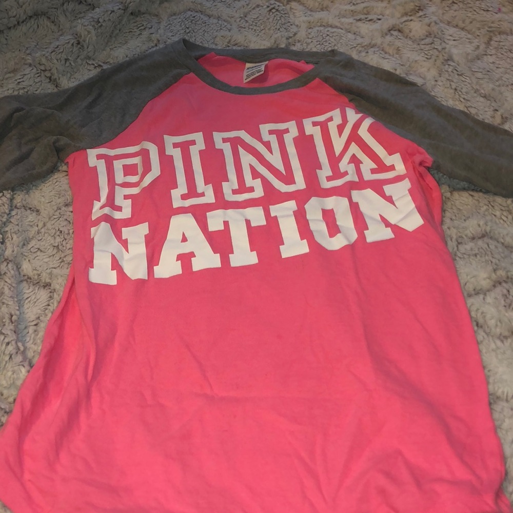 PINK quarter sleeve tee